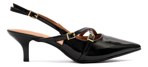 Scarpin Vizzano Slingback Feminino Salto Baixo Fivelas