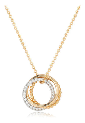 Gargantilha Vowstone Pingente De Três Círculos De Ouro 18k