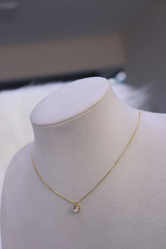 Brinco + Colar Ponto De Luz Banhado A Ouro 18k (4140)