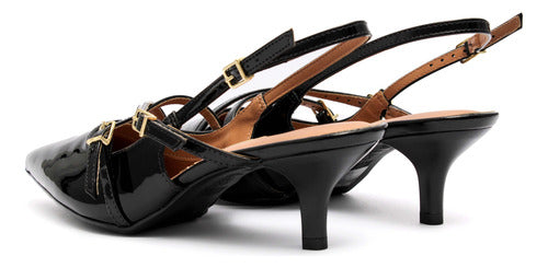 Scarpin Vizzano Slingback Feminino Salto Baixo Fivelas