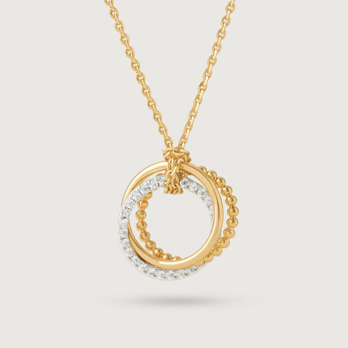 Gargantilha Vowstone Pingente De Três Círculos De Ouro 18k