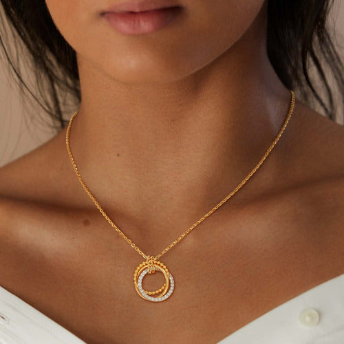 Gargantilha Vowstone Pingente De Três Círculos De Ouro 18k
